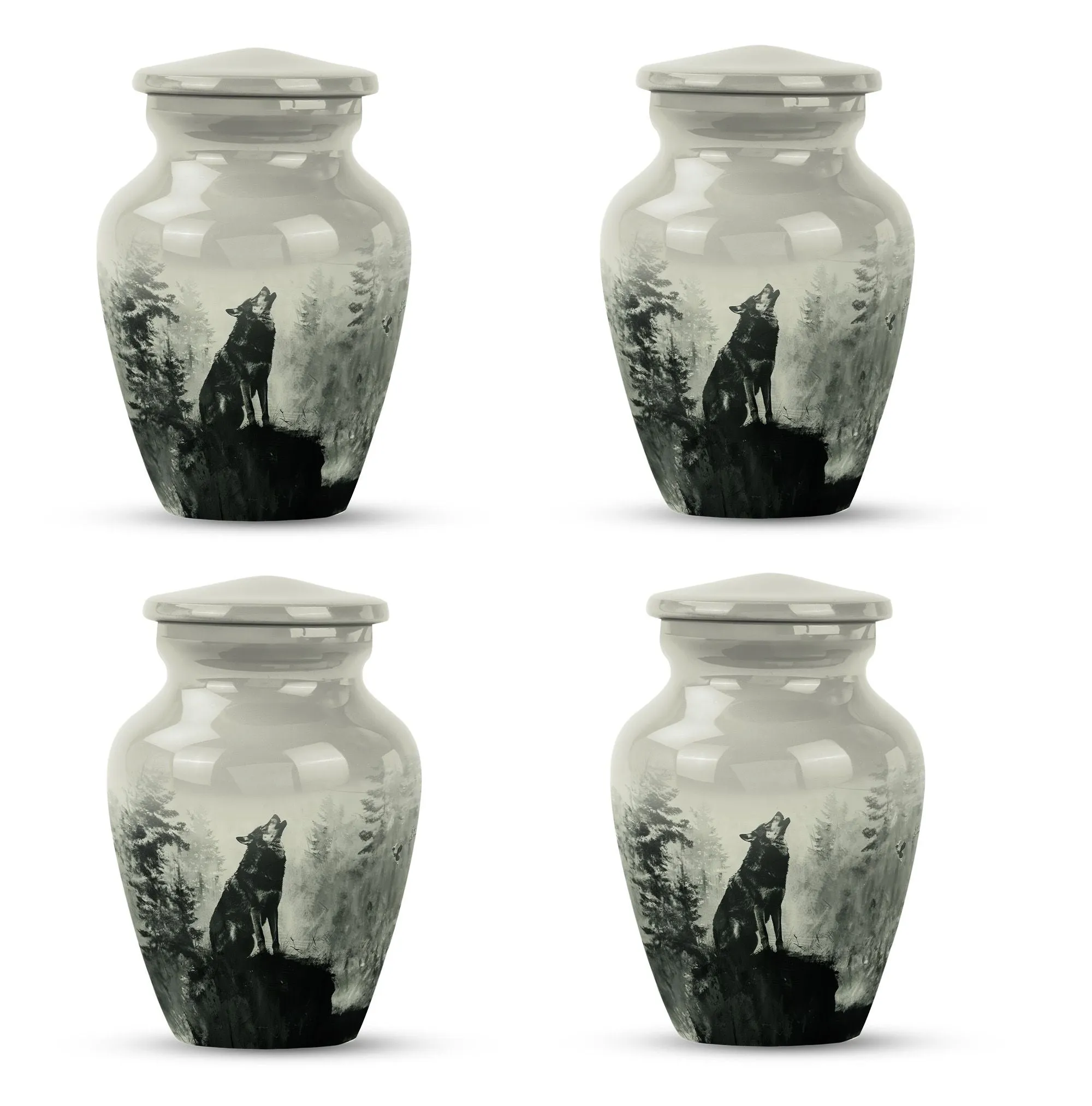Tranquil Resonance: Wolf Howling Urn, Honourable Memorial