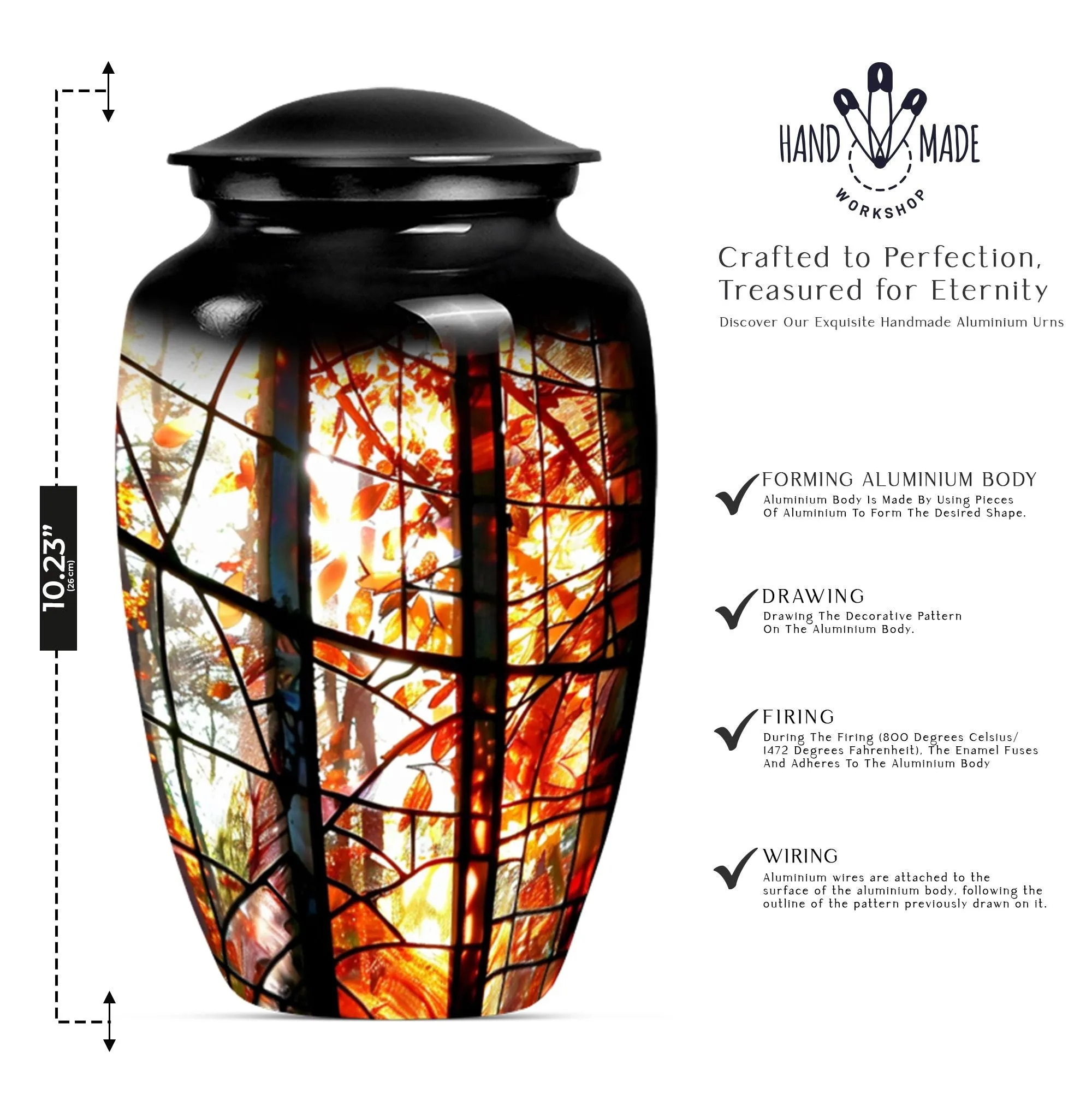 Transcendence Tribute: Stained Glass Memorial Urn for Men