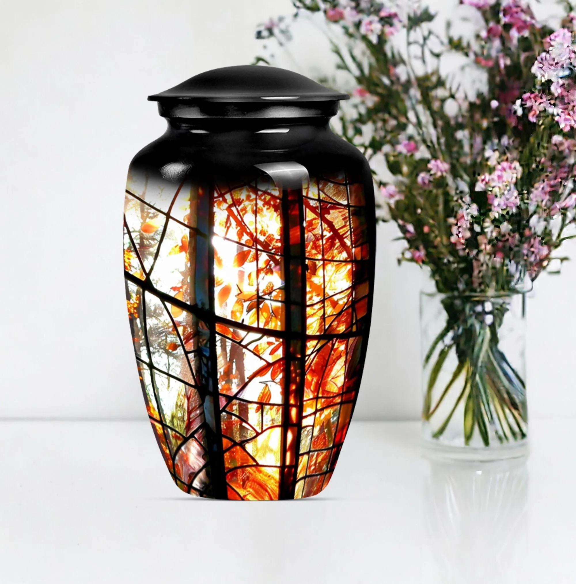 Transcendence Tribute: Stained Glass Memorial Urn for Men