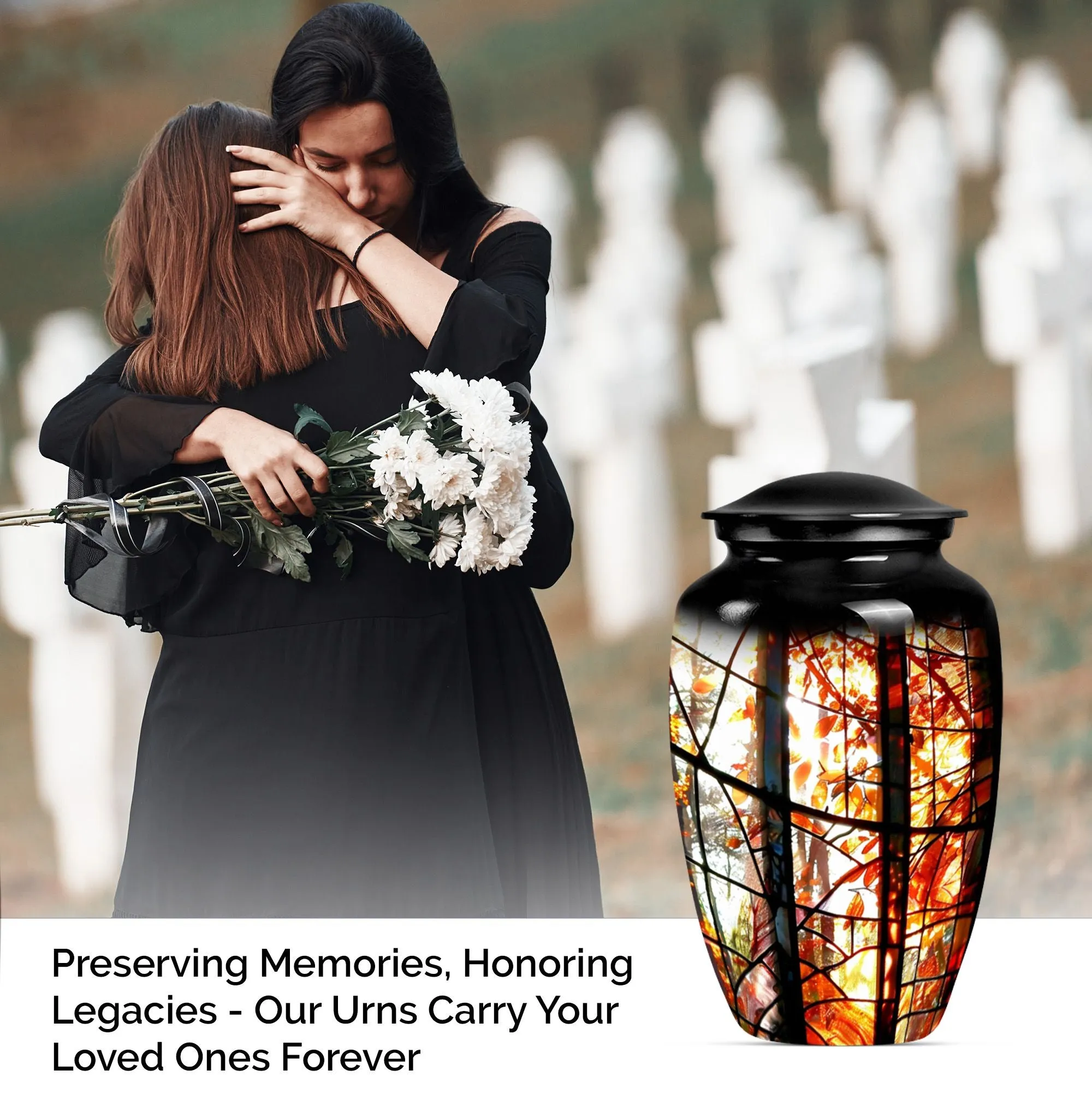 Transcendence Tribute: Stained Glass Memorial Urn for Men