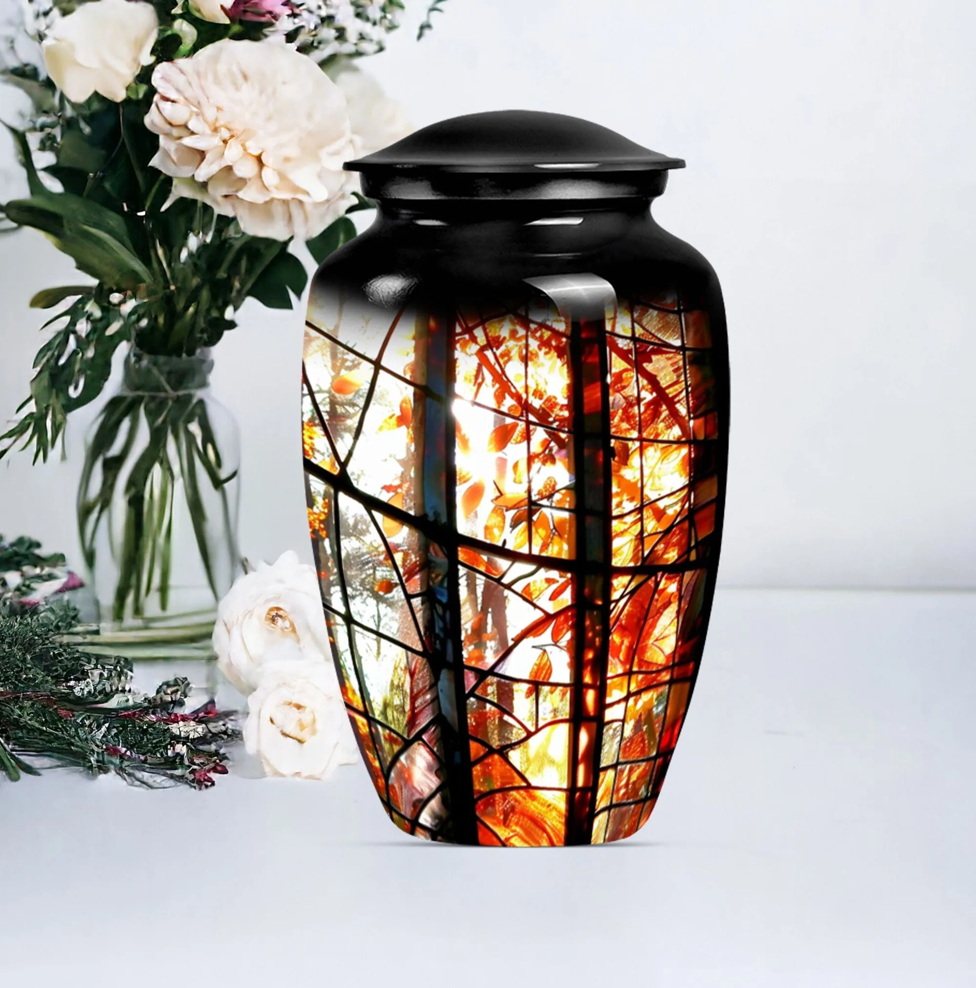 Transcendence Tribute: Stained Glass Memorial Urn for Men