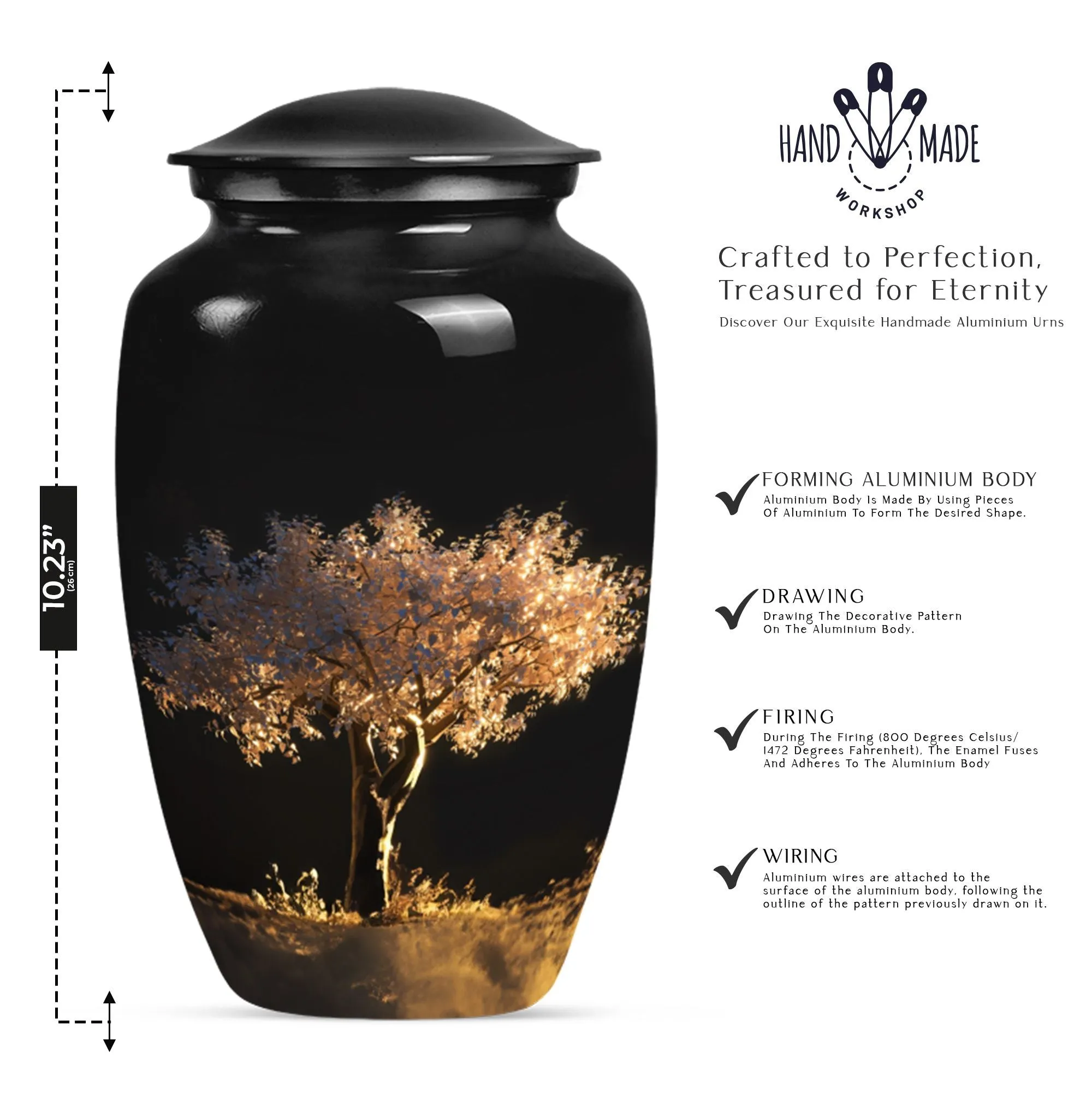 Tree of Life Rise Cremation Urn For Storing  Adult Human Ashes