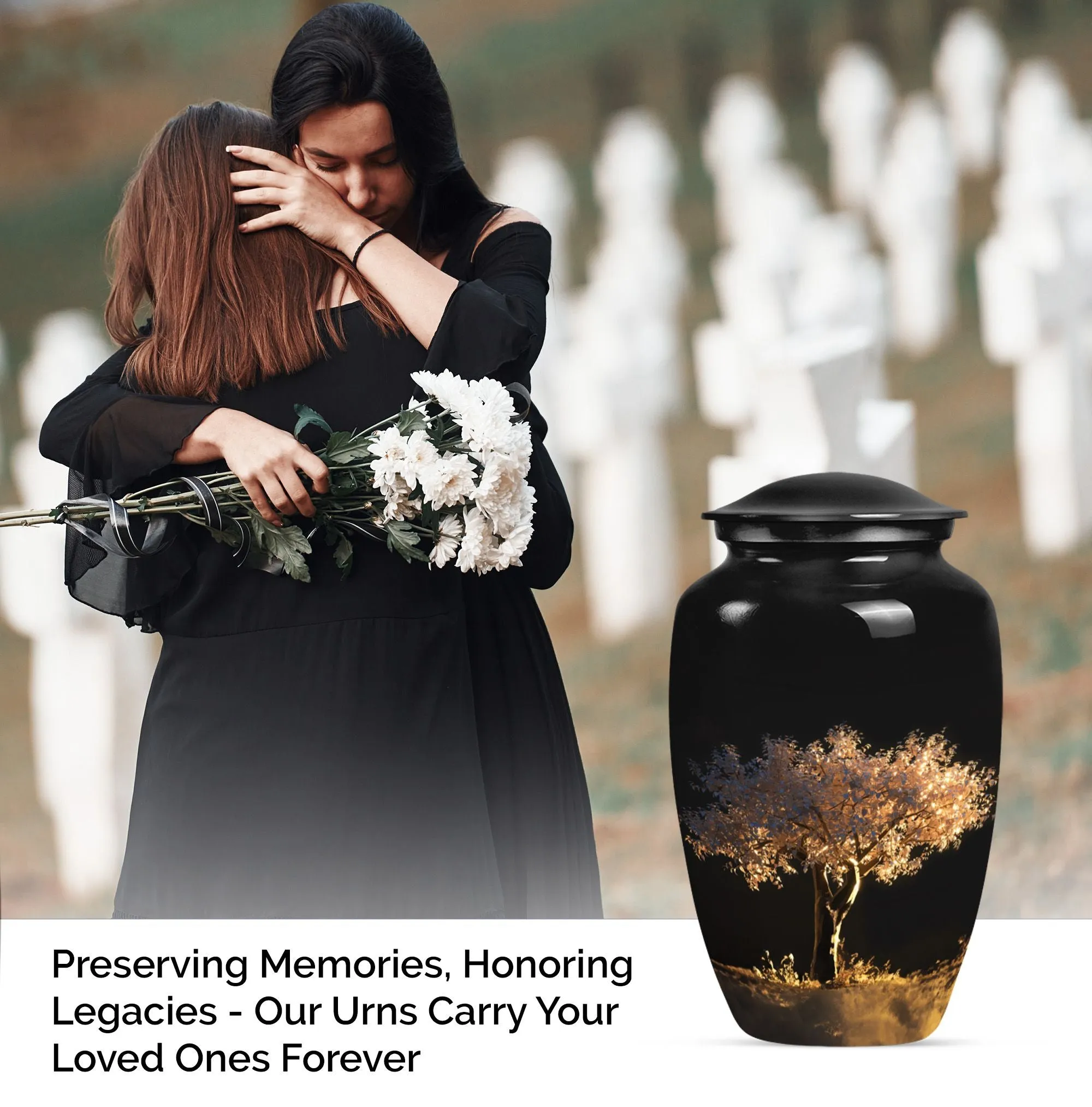 Tree of Life Rise Cremation Urn For Storing  Adult Human Ashes