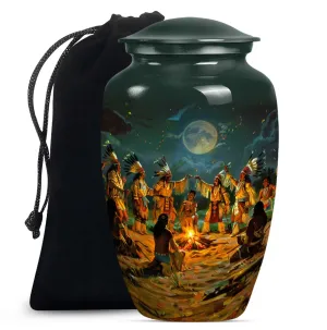 Tribe Man Cremation Memorial: Classic Wolf Howling Design