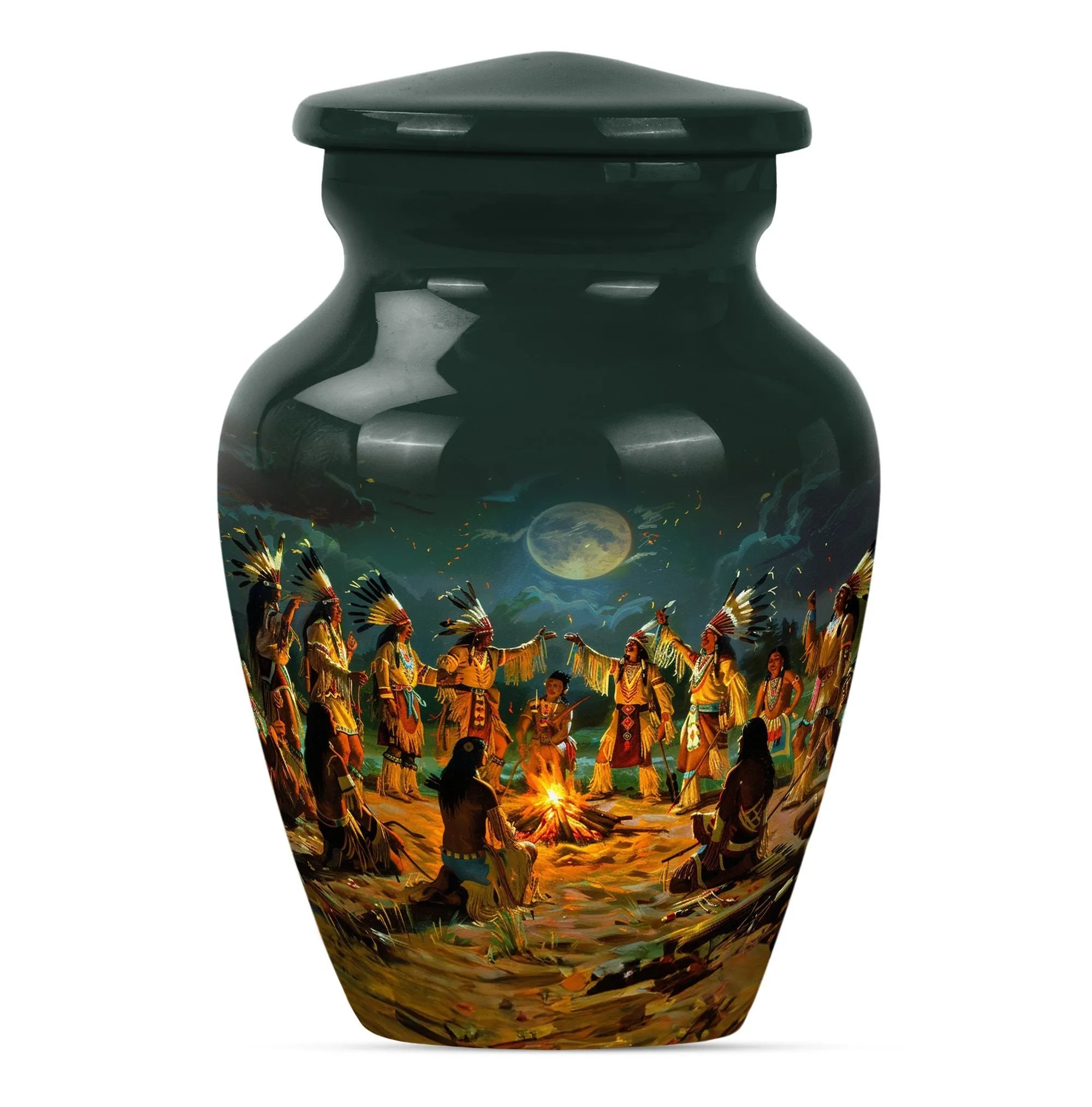 Tribe Man Cremation Memorial: Classic Wolf Howling Design