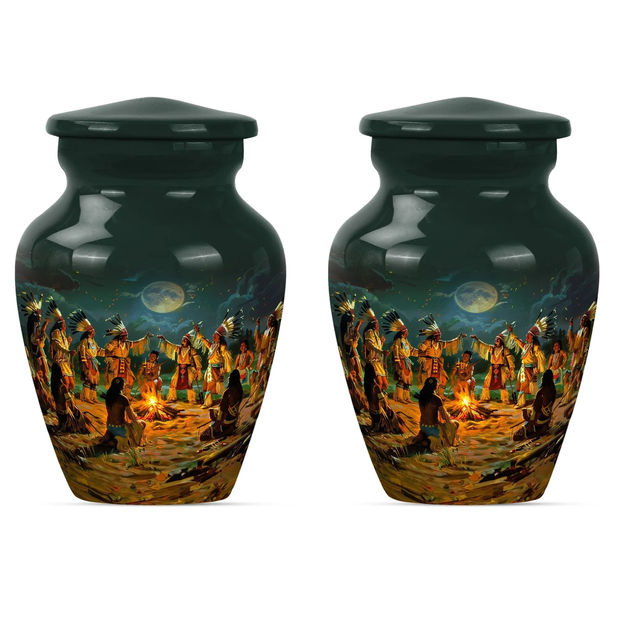 Tribe Man Cremation Memorial: Classic Wolf Howling Design