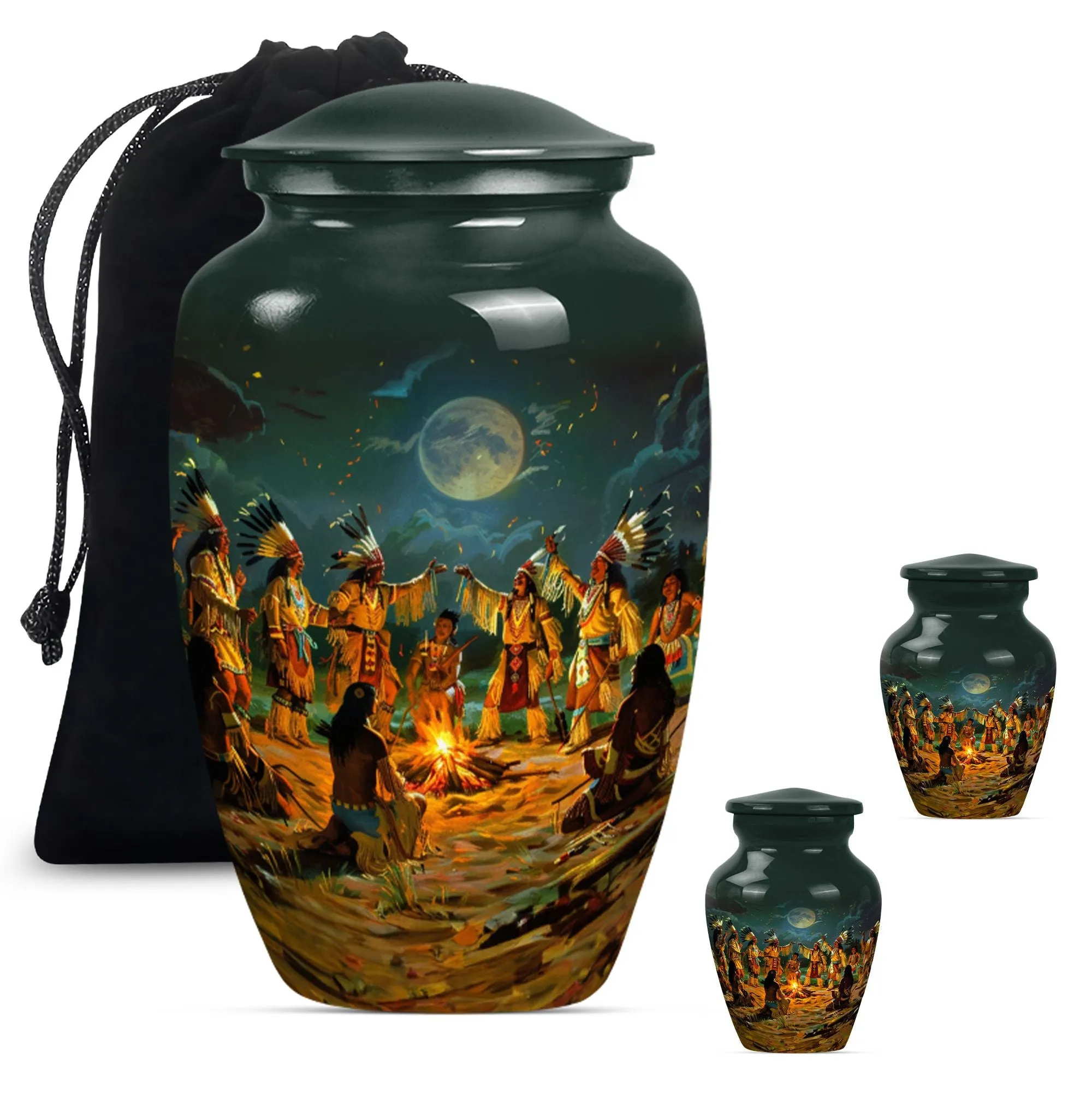 Tribe Man Cremation Memorial: Classic Wolf Howling Design