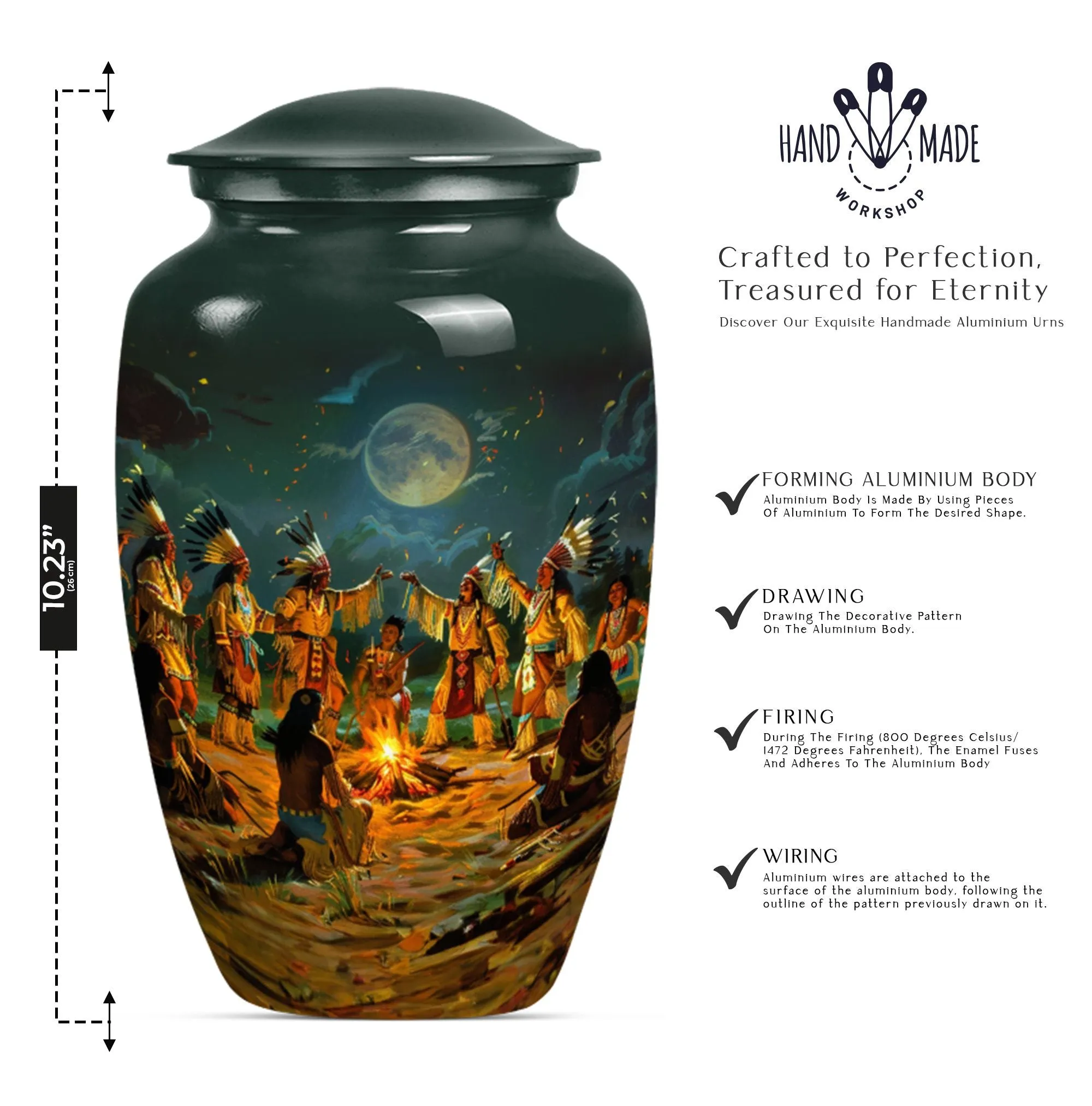 Tribe Man Cremation Memorial: Classic Wolf Howling Design