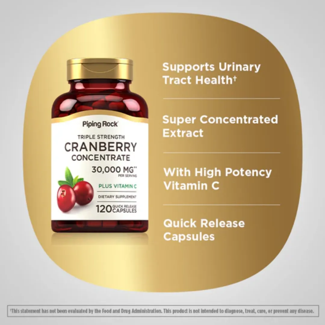 Ultra Triple Strength Cranberry Plus C, 30,000 mg (per serving), 120 Quick Release Capsules, 2  Bottles