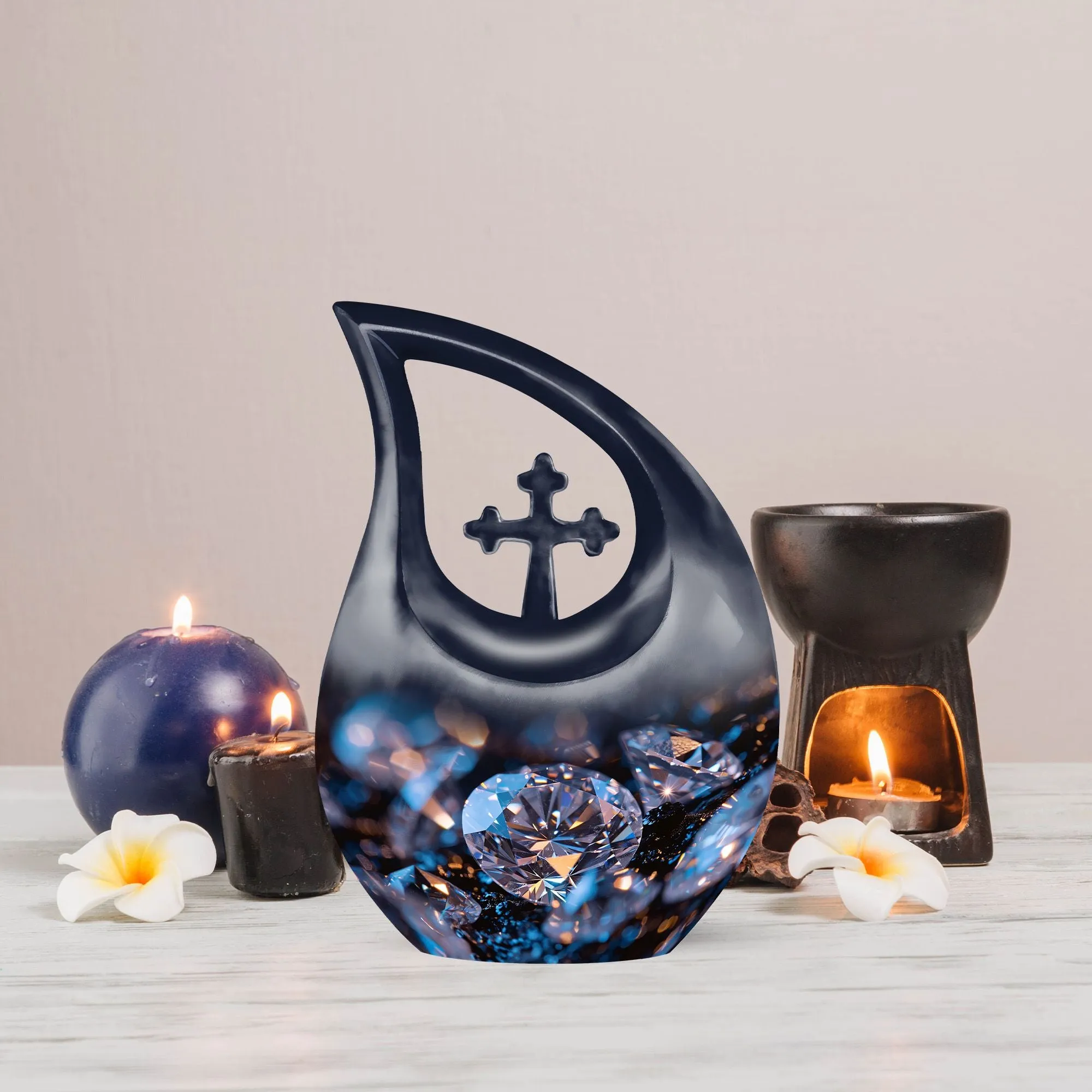 Unique Diamond Theme Cremation Urn For Adult Human Ashes