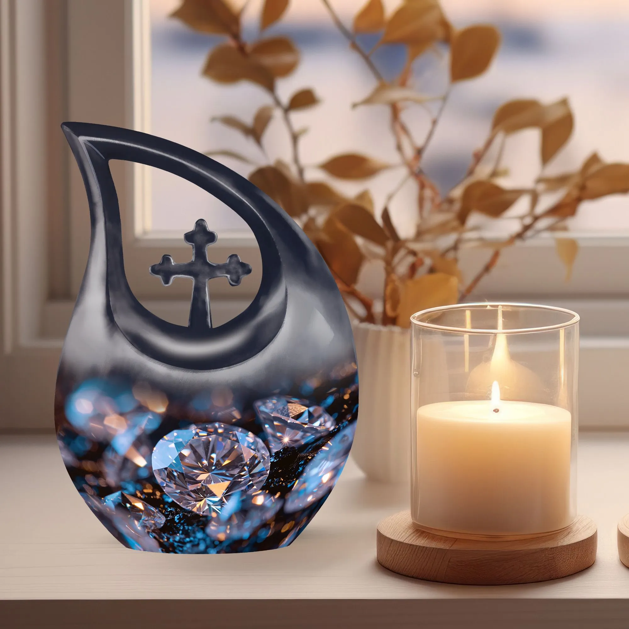 Unique Diamond Theme Cremation Urn For Adult Human Ashes