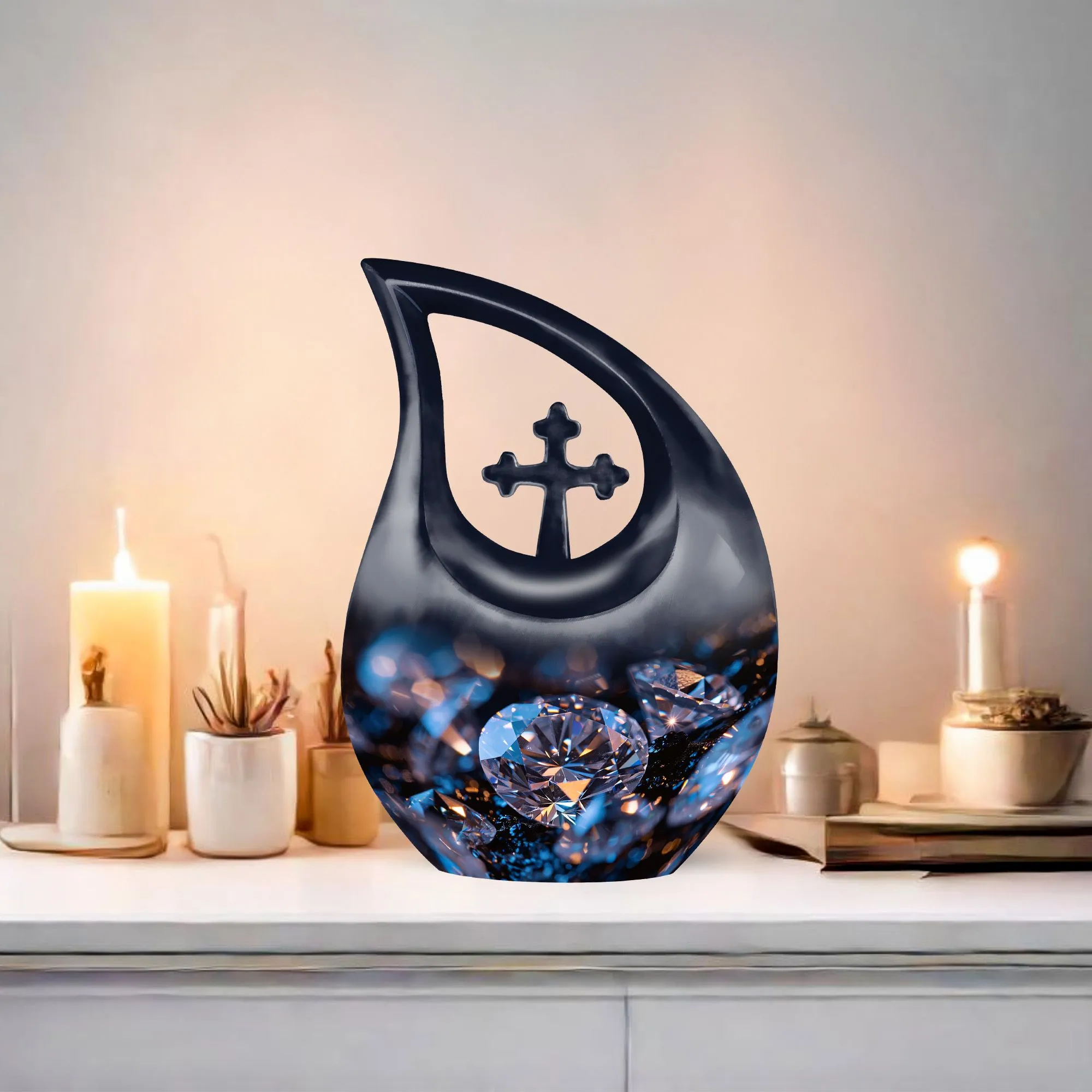 Unique Diamond Theme Cremation Urn For Adult Human Ashes