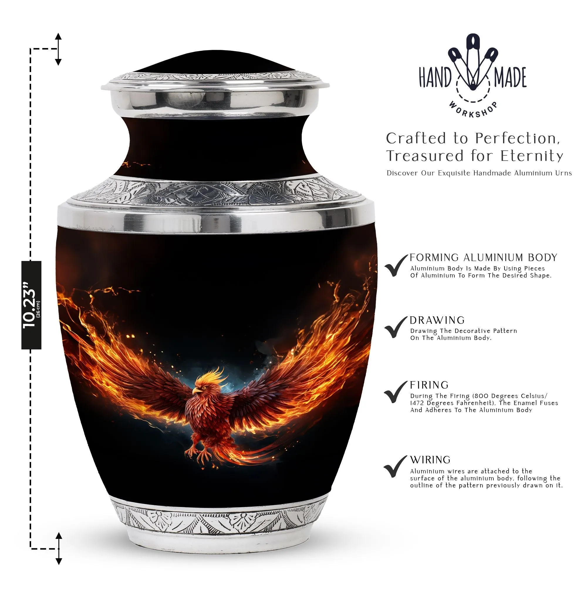 Unique Red Phoenix Memorial Keepsake: Phoenix Bird Cremation Urn