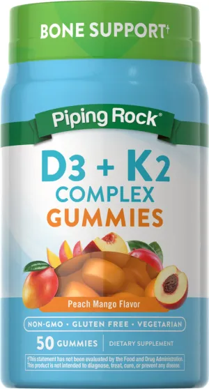 Vitamin D3   K2 Complex (Peach Mango), 50 Gummies