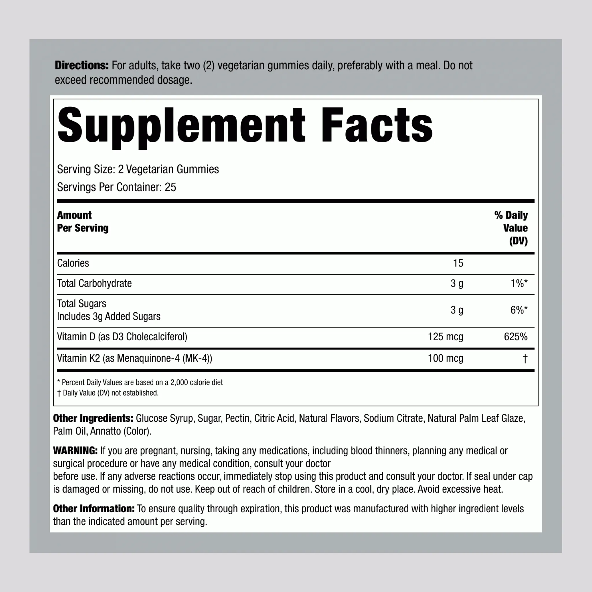 Vitamin D3   K2 Complex (Peach Mango), 50 Gummies