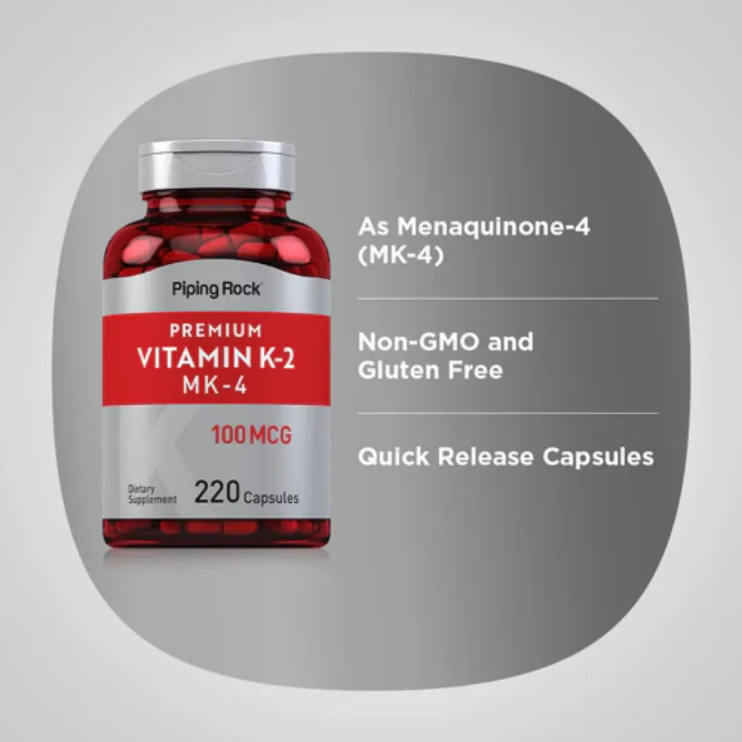 Vitamin K-2 with MK-4, 100 mcg, 220 Capsules, 2  Bottles