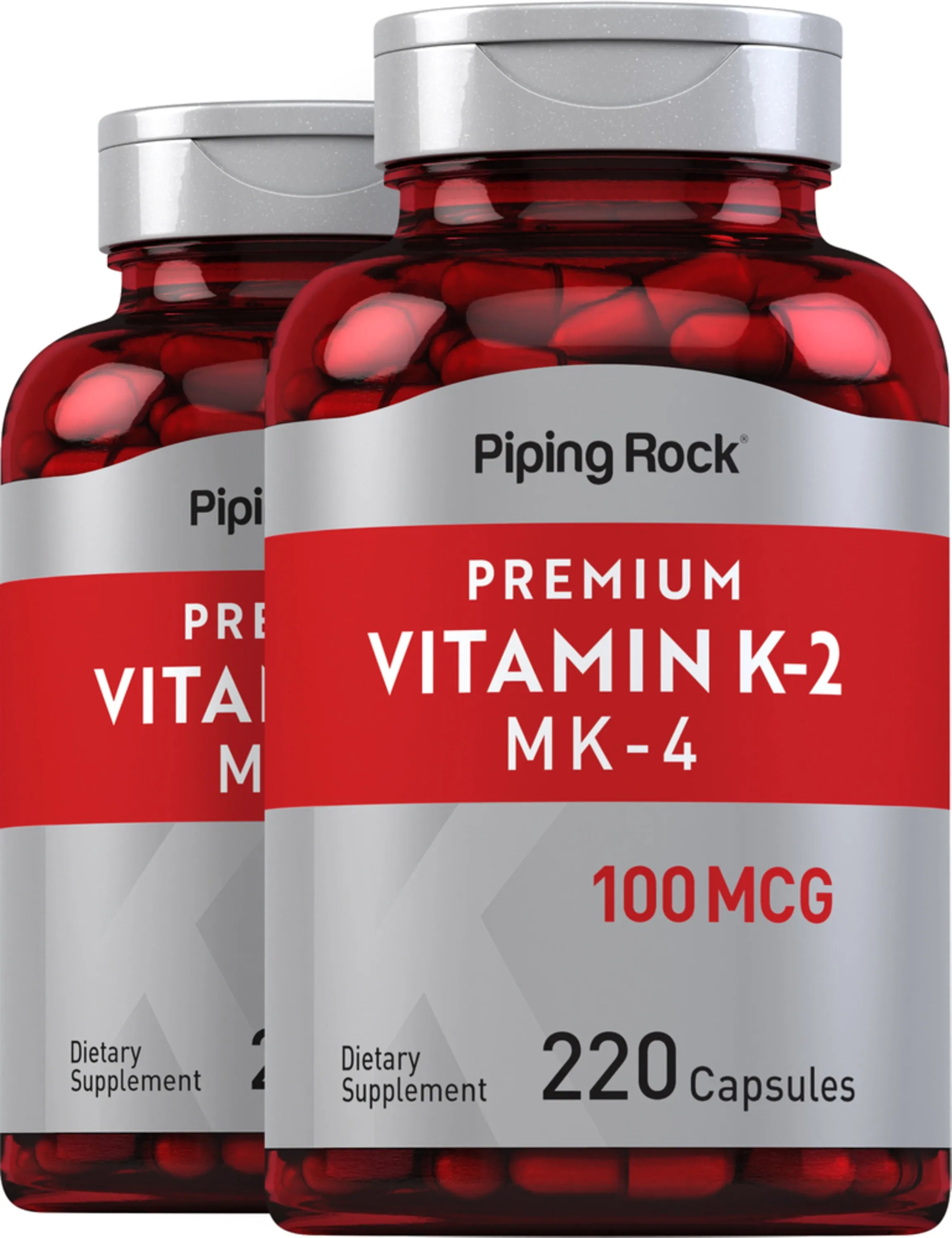 Vitamin K-2 with MK-4, 100 mcg, 220 Capsules, 2  Bottles
