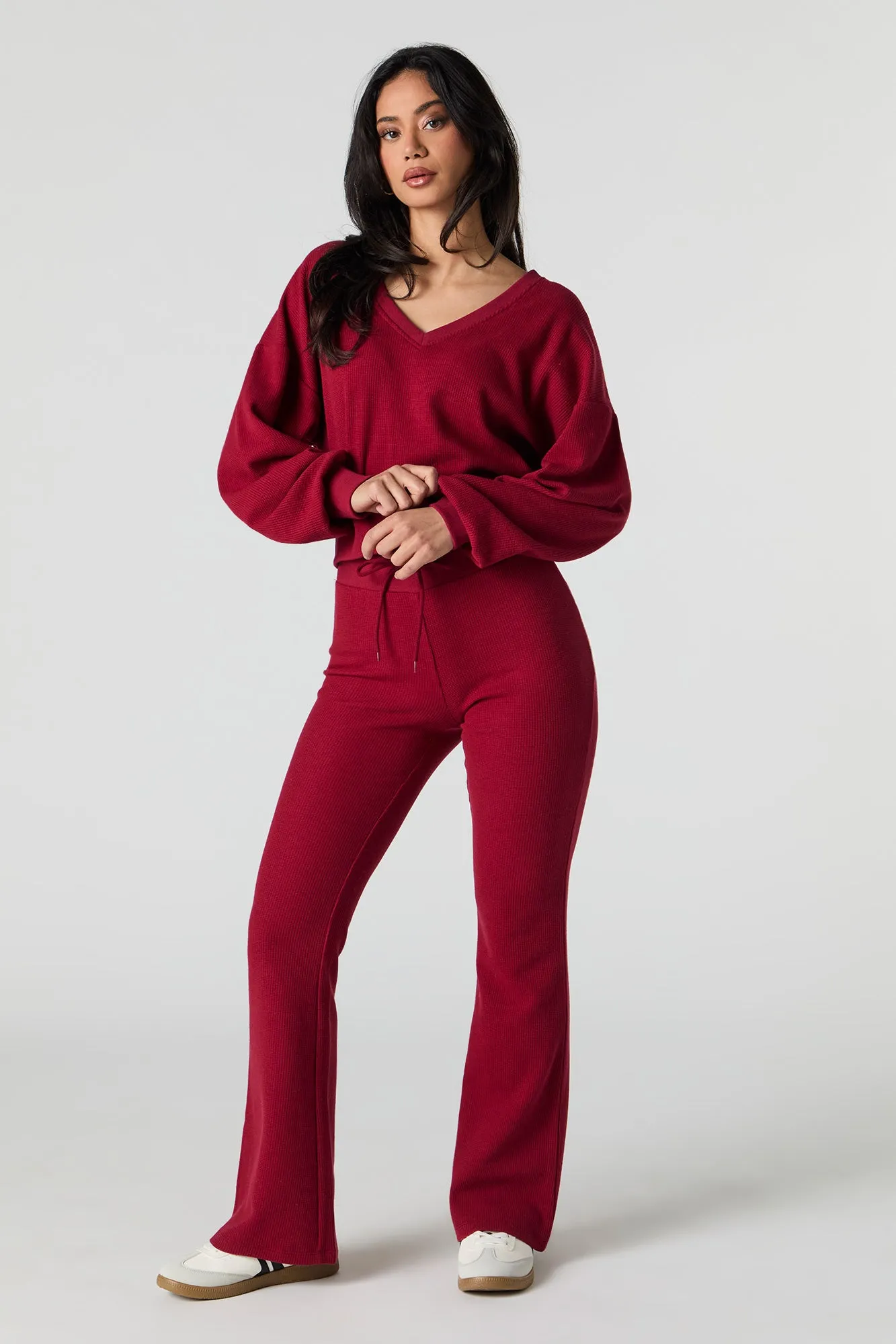 Waffle Knit Flare Sweatpant