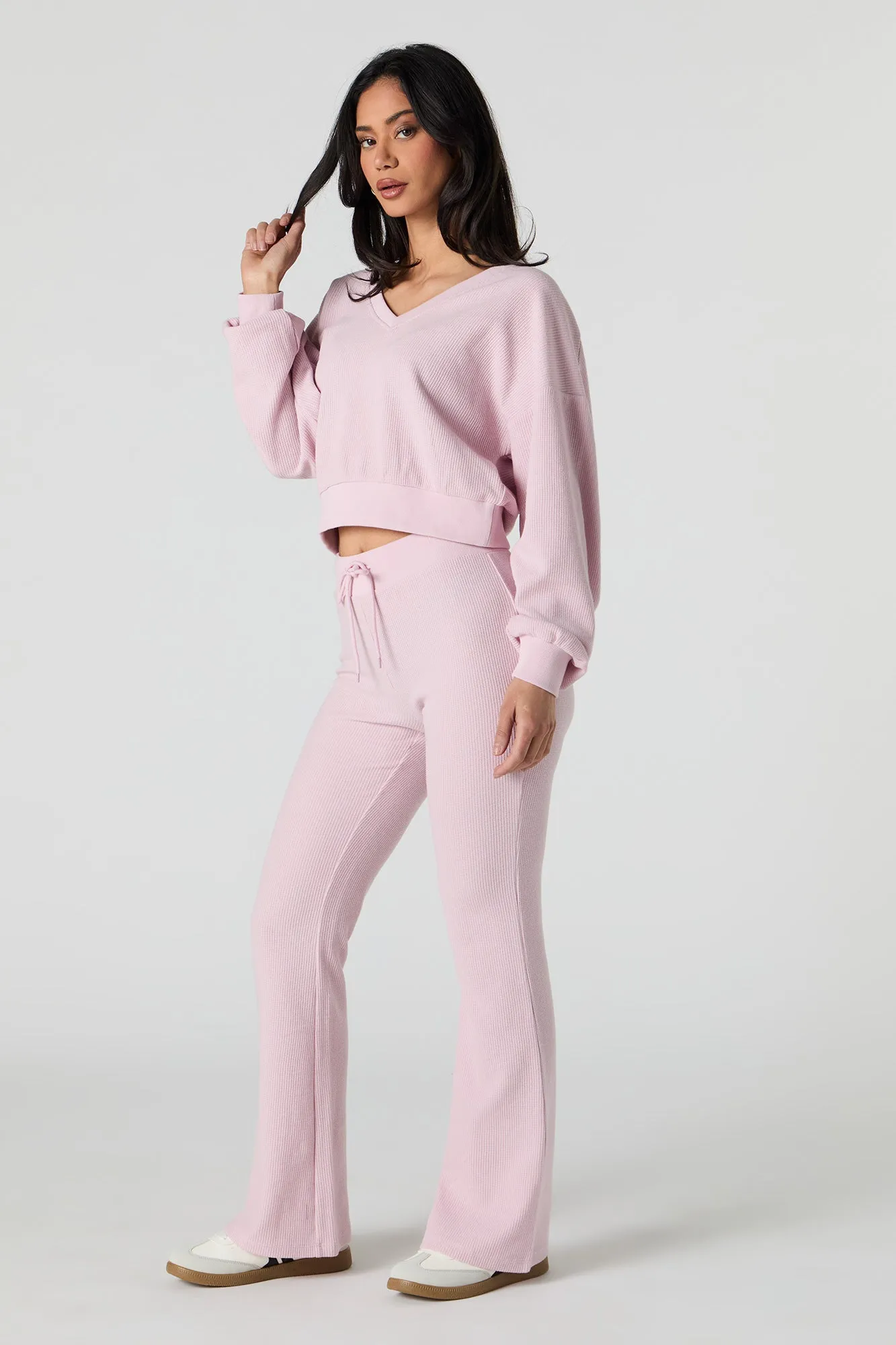 Waffle Knit Flare Sweatpant