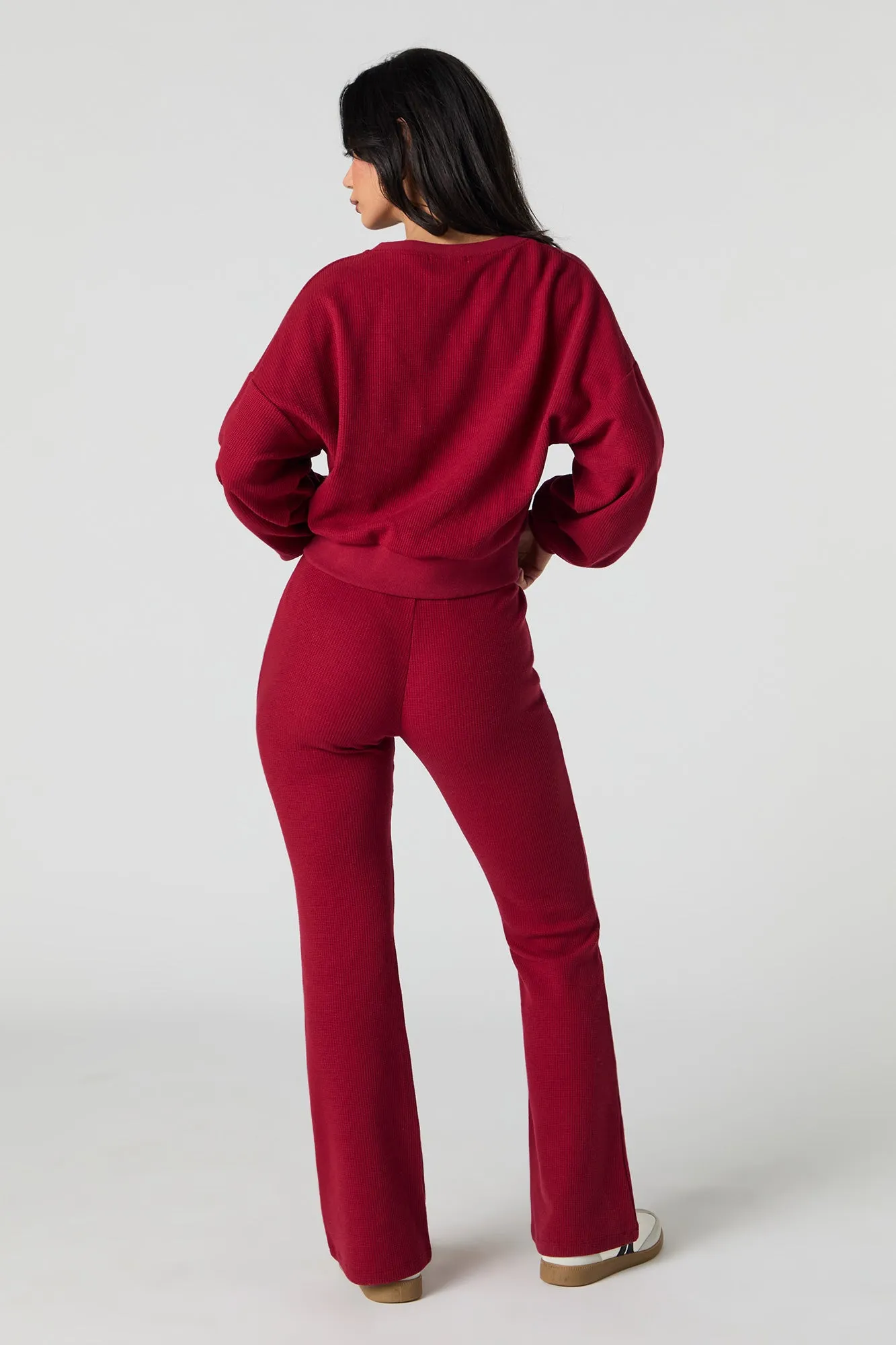 Waffle Knit Flare Sweatpant
