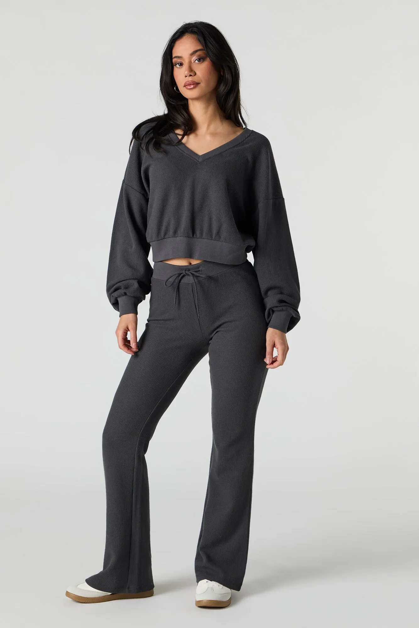 Waffle Knit Flare Sweatpant