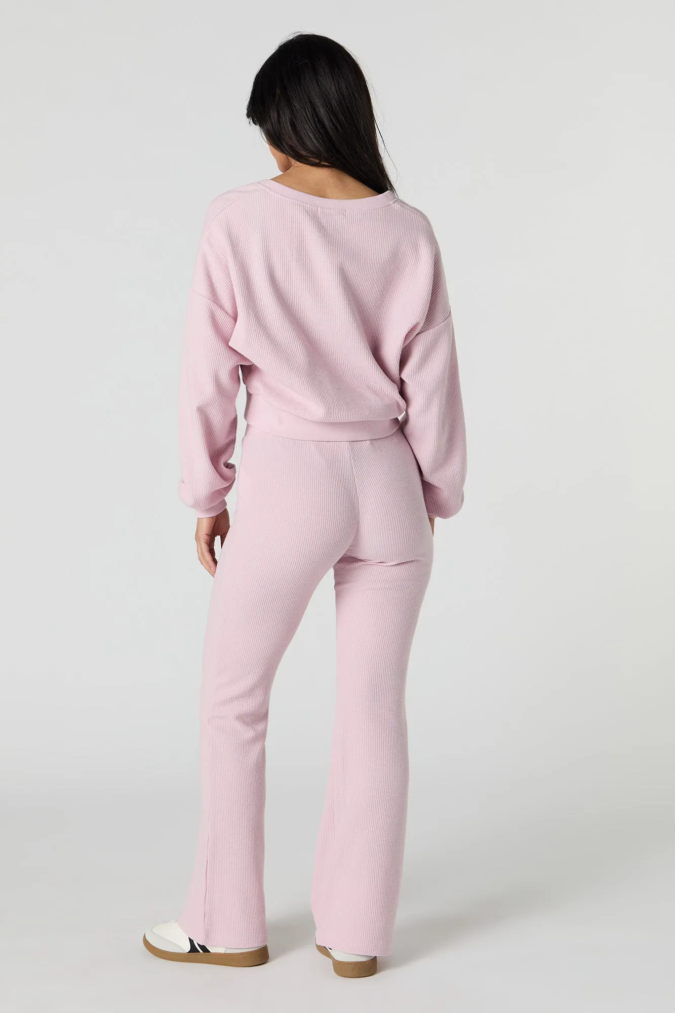 Waffle Knit Flare Sweatpant