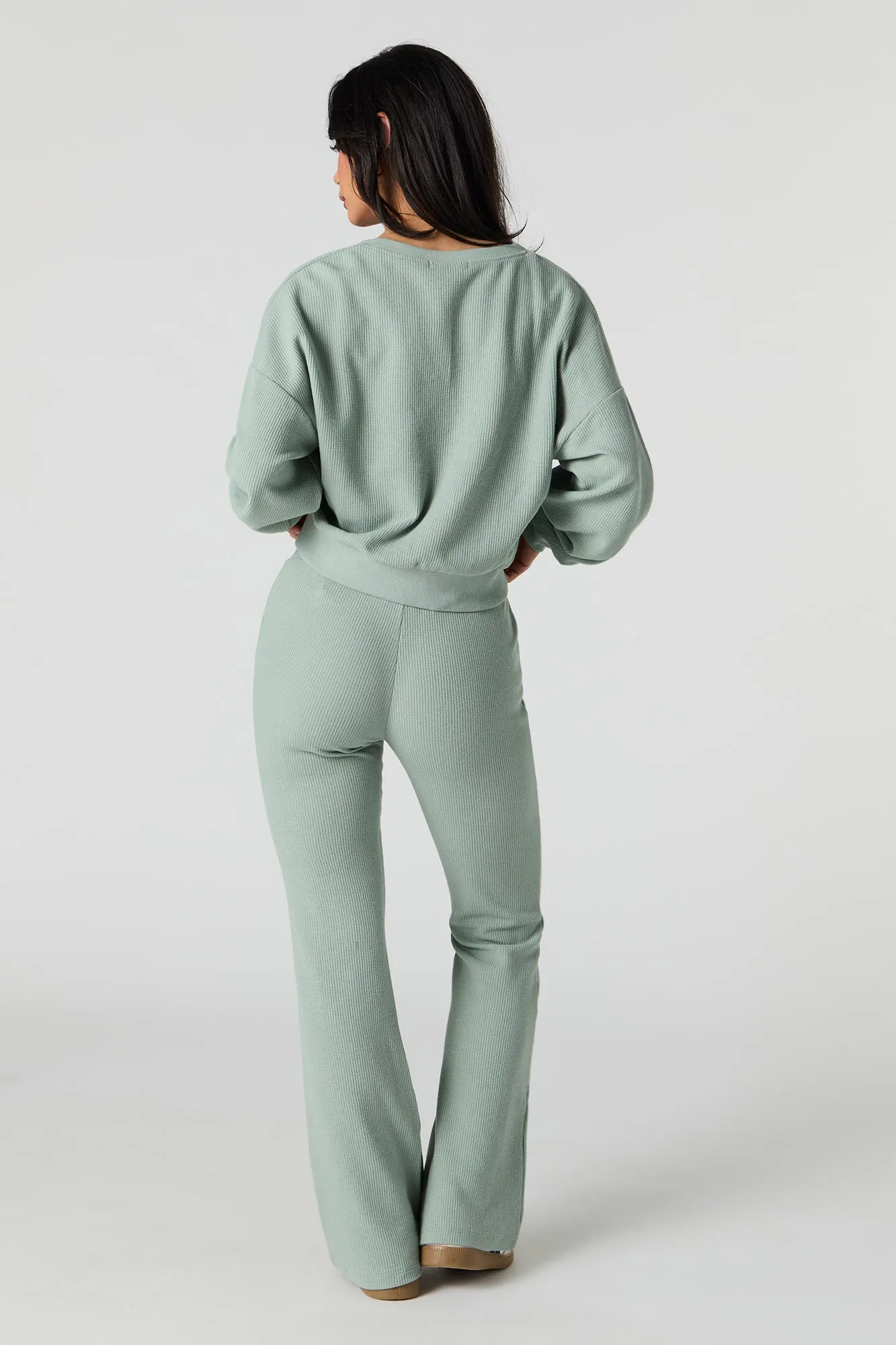Waffle Knit Flare Sweatpant