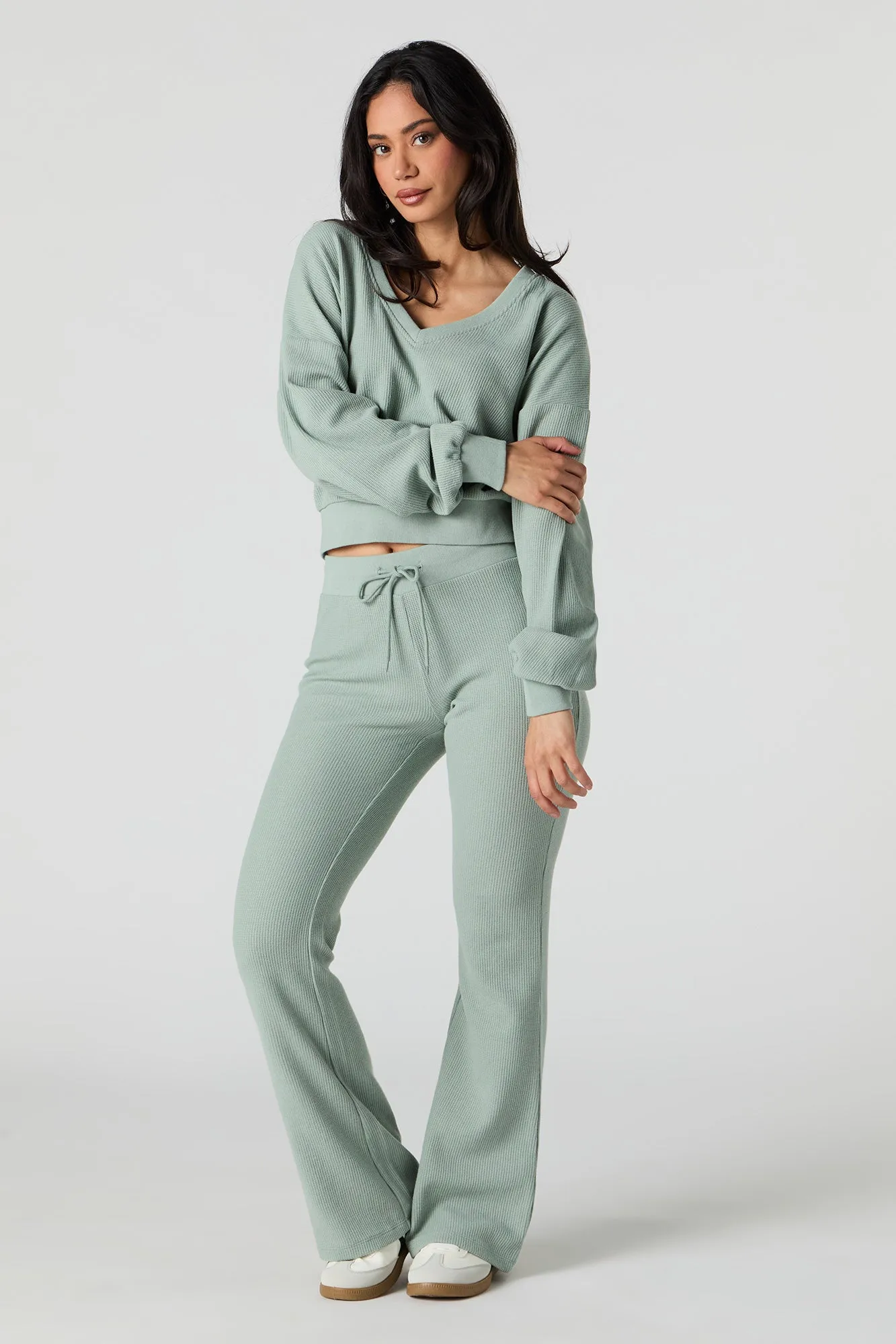 Waffle Knit Flare Sweatpant