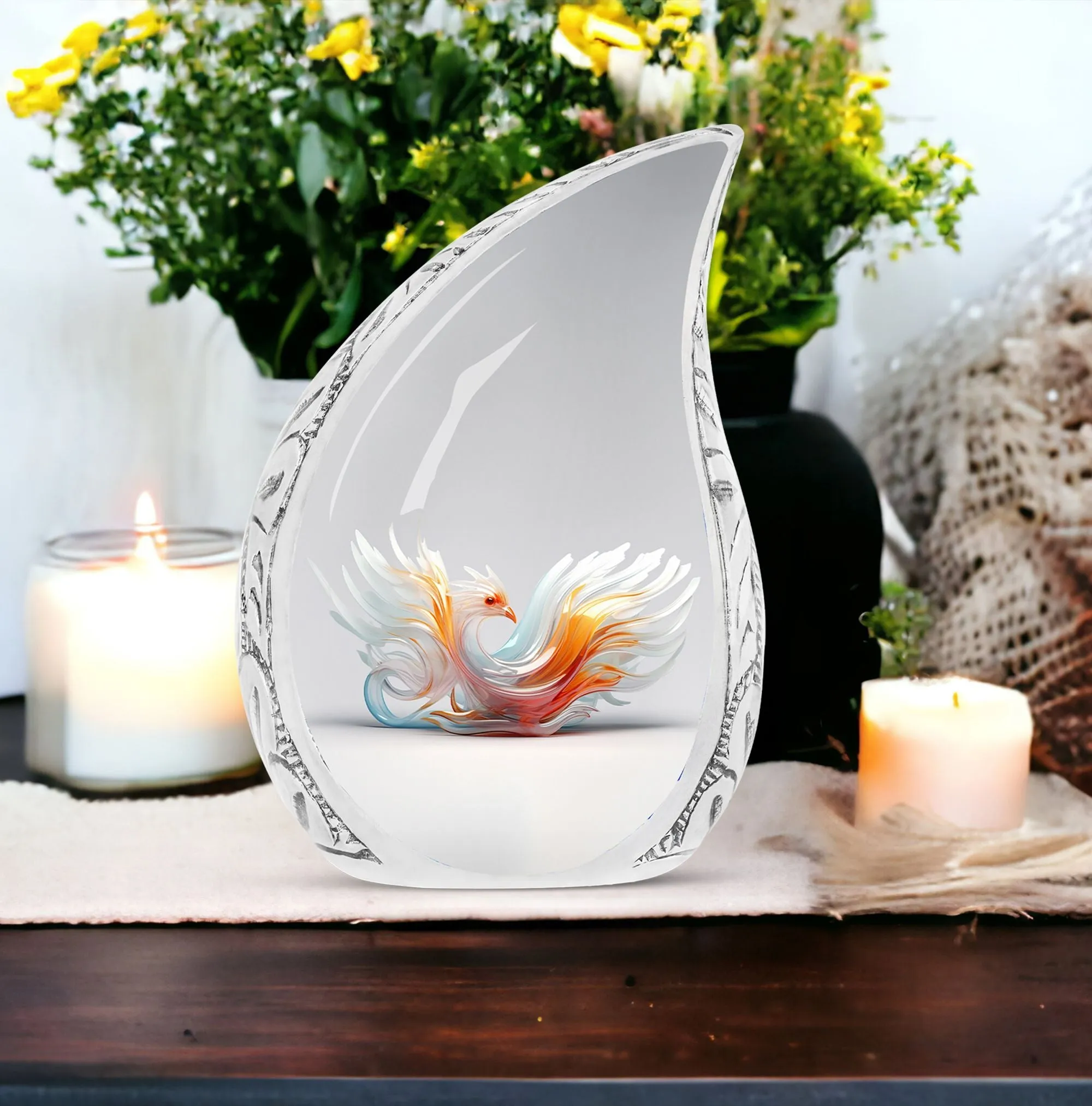 White Phoenix Cremation Urn | Memorial Urn for Remembrance
