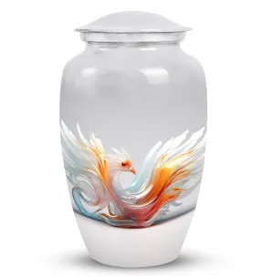 White Phoenix Memorial Keepsake – Tranquil Cremation Tribute Urn