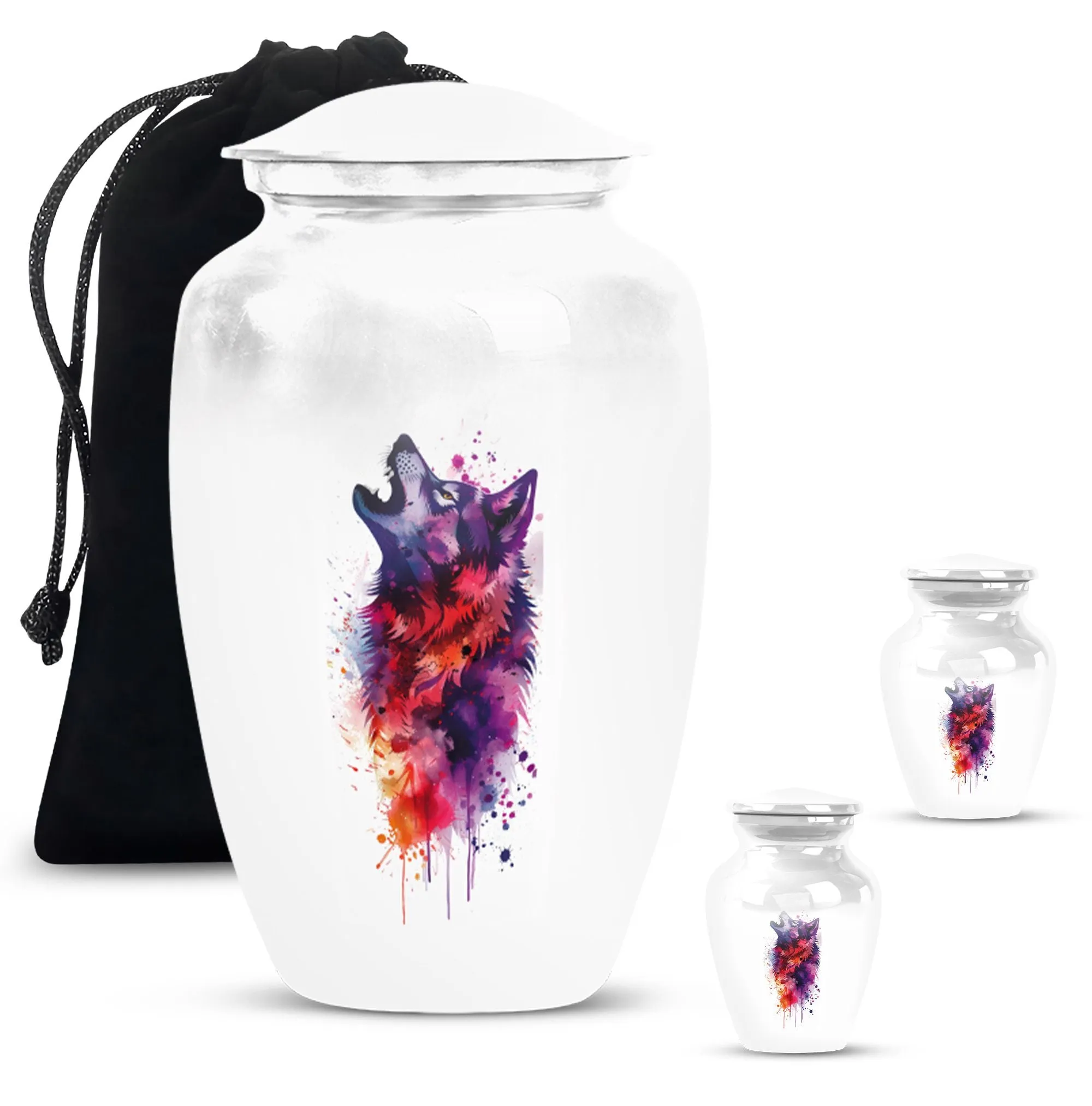 Wolf Howling Cremation Urn, Tribute for Departed