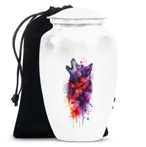 Wolf Howling Cremation Urn, Tribute for Departed