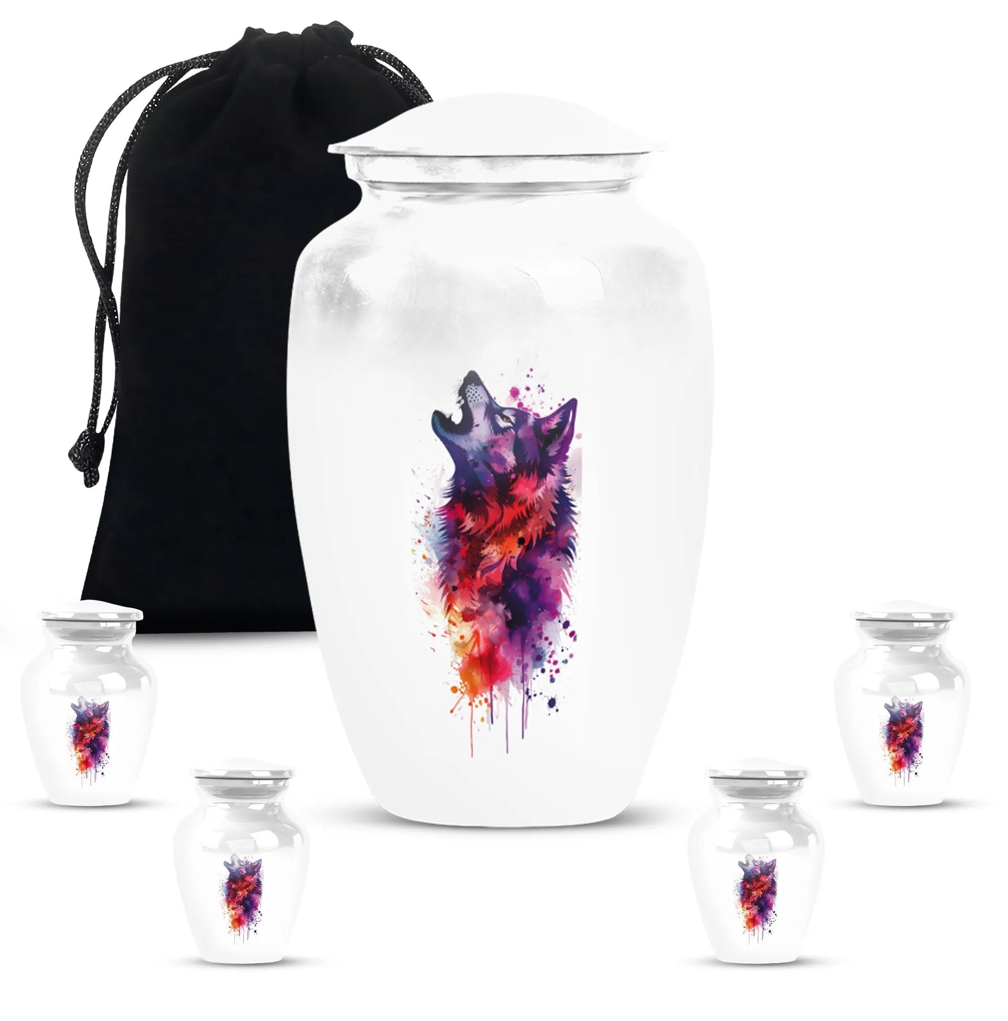 Wolf Howling Cremation Urn, Tribute for Departed