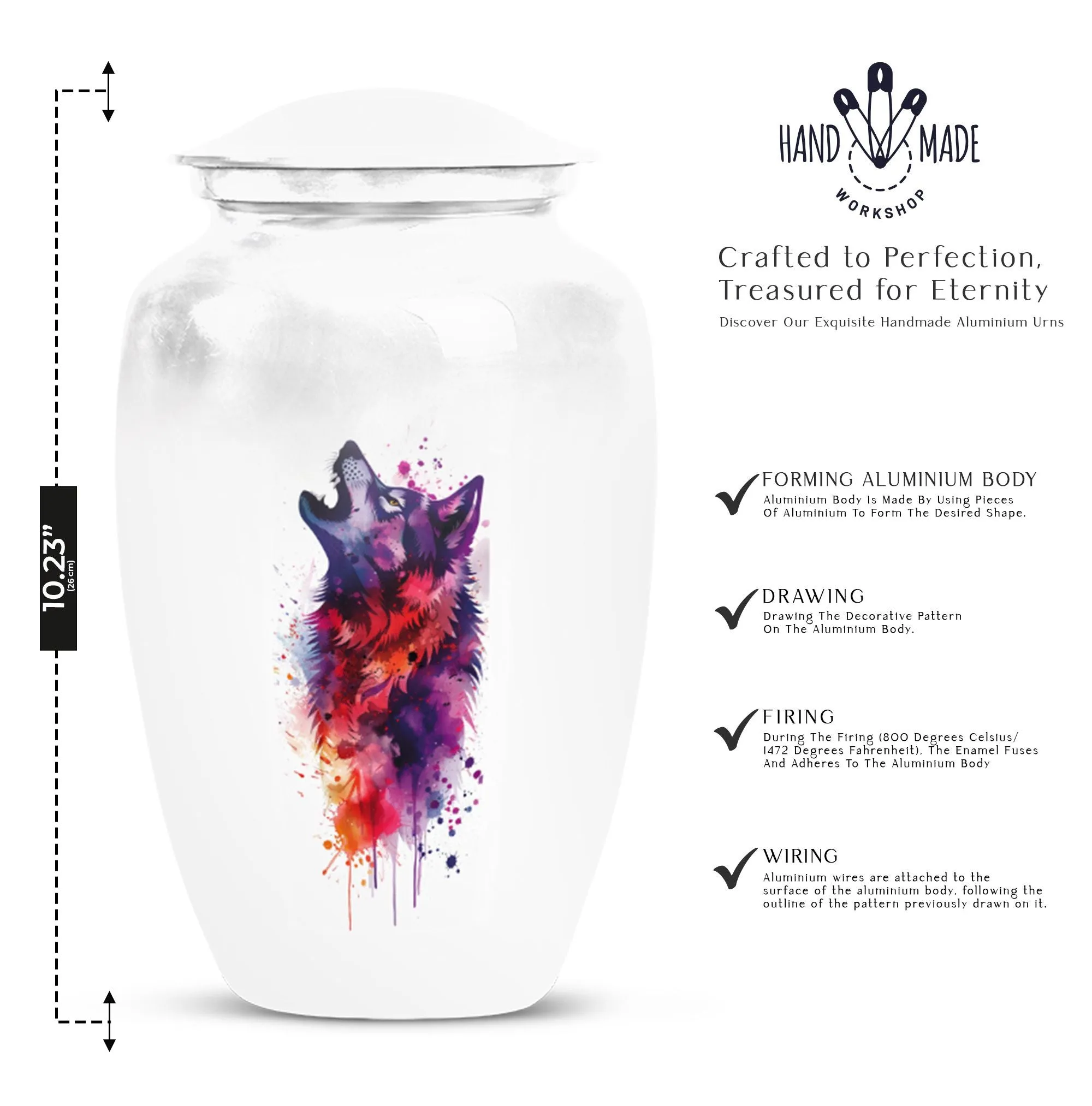Wolf Howling Cremation Urn, Tribute for Departed