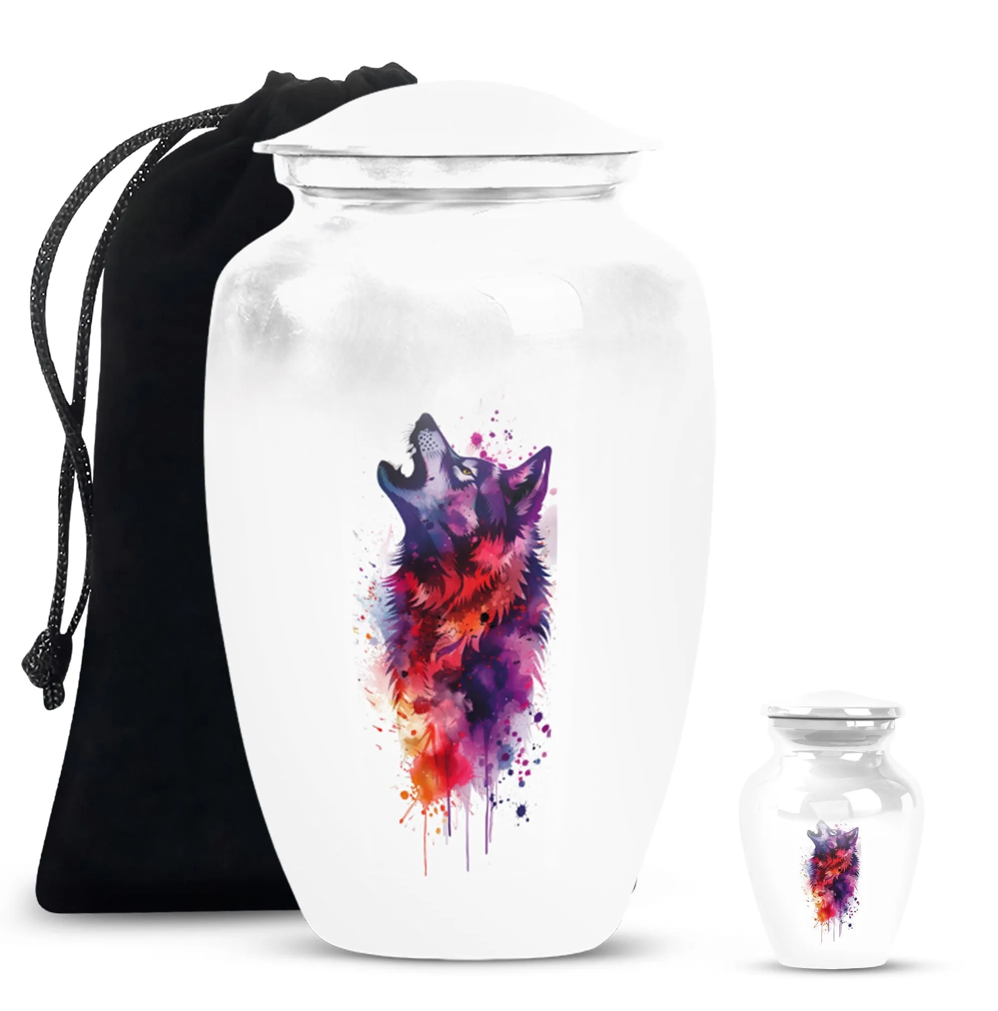 Wolf Howling Cremation Urn, Tribute for Departed