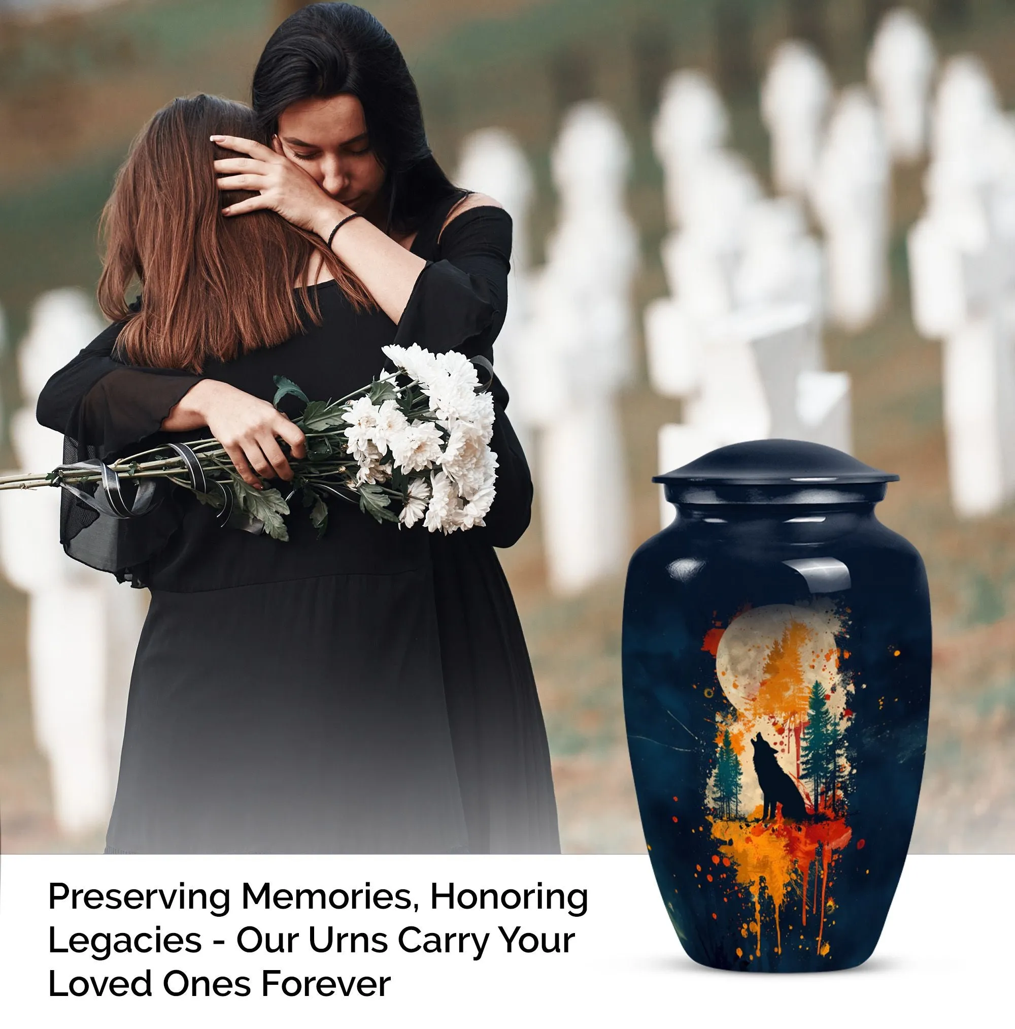 Wolf Howling Tranquility Memorial Keepsake for Lasting Memory