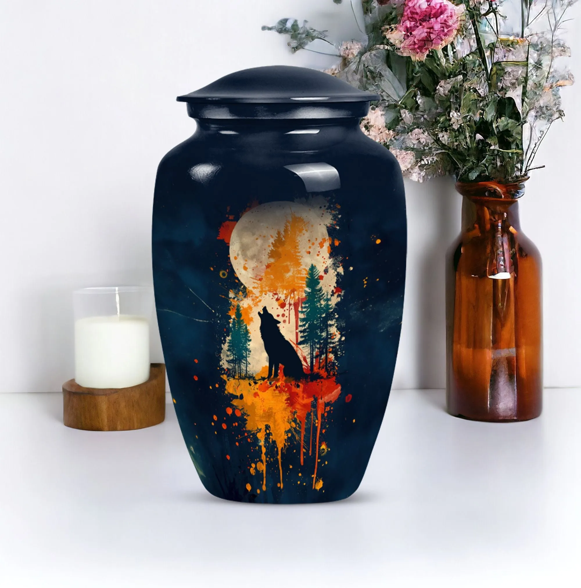 Wolf Howling Tranquility Memorial Keepsake for Lasting Memory