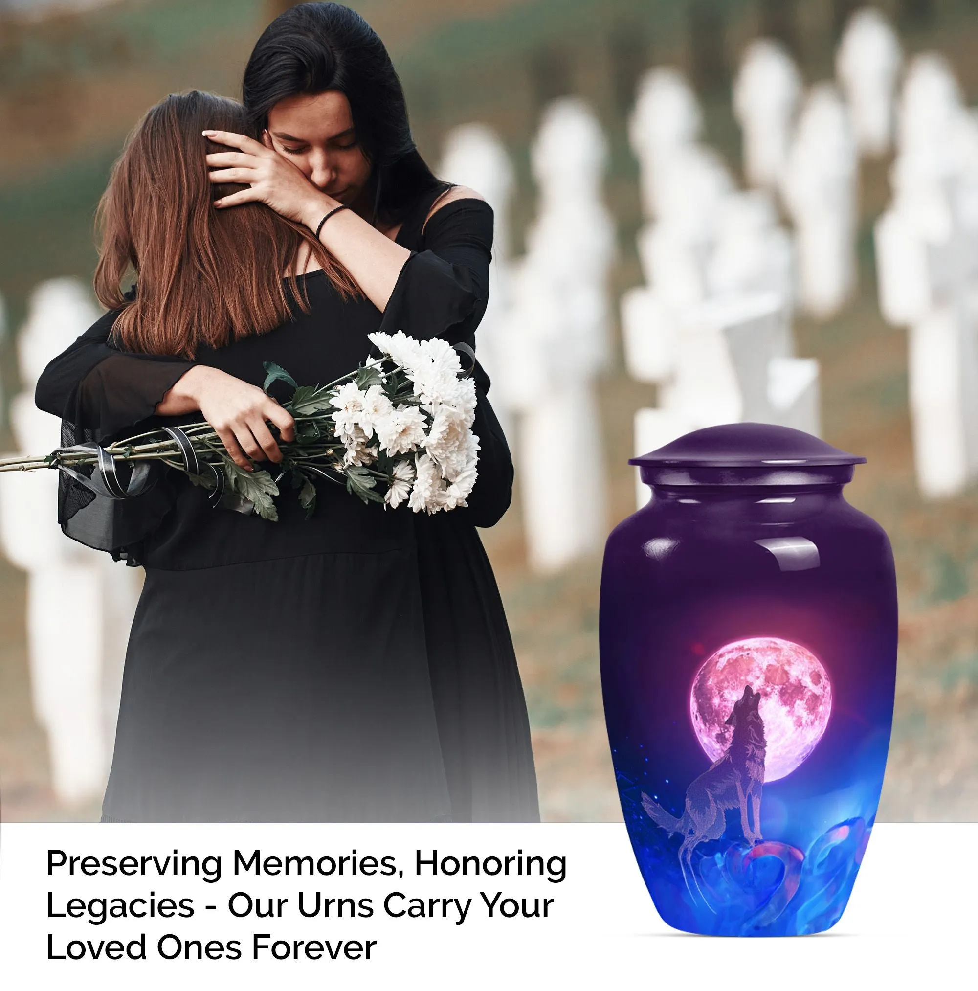 Wolf Tribute: Serenity Cremation Urn For Adult Women Ashes