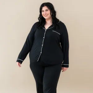 Women's Long Sleeve Pajama Set in Midnight with Cloud Trim