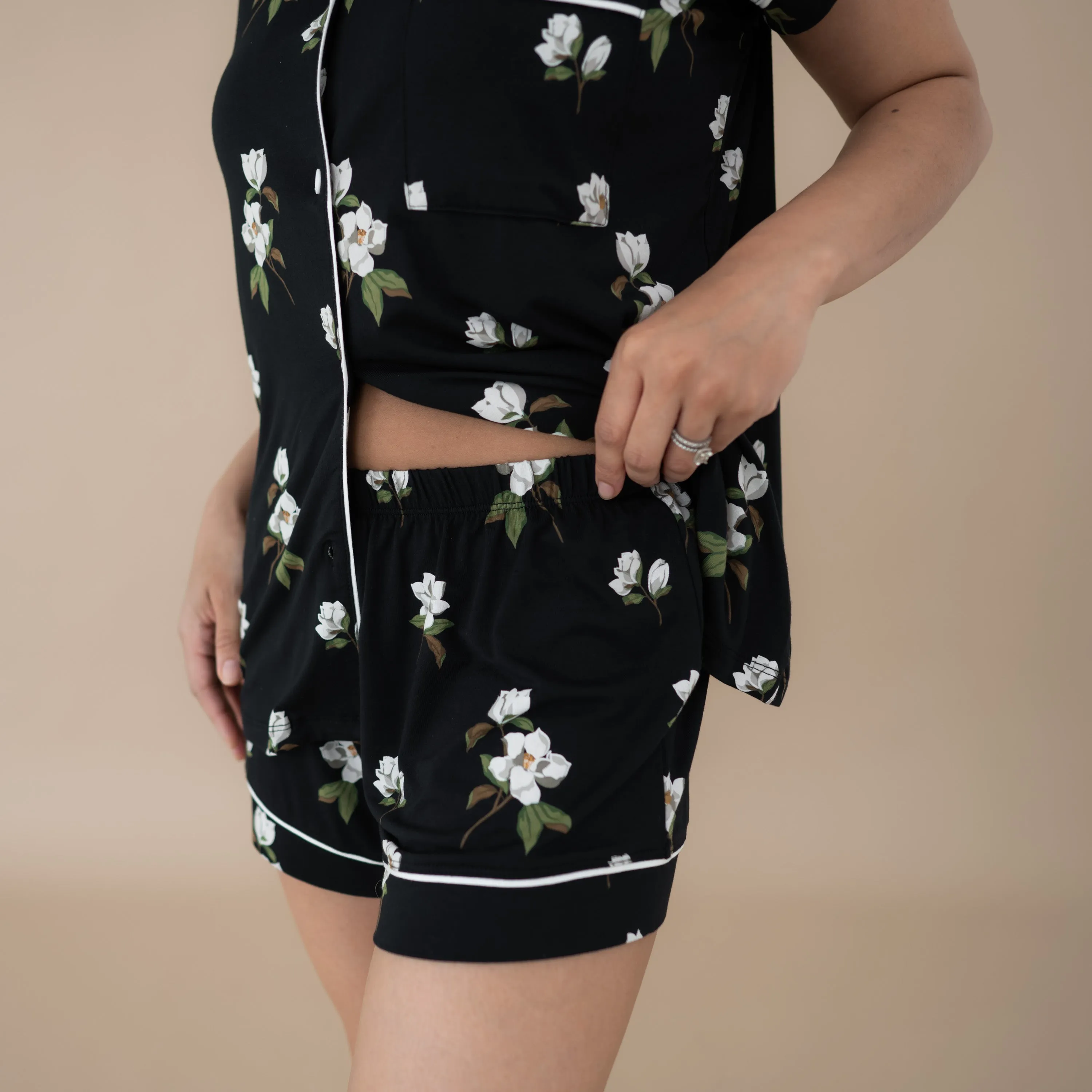 Women’s Short Sleeve Pajama Set in Big Midnight Magnolia