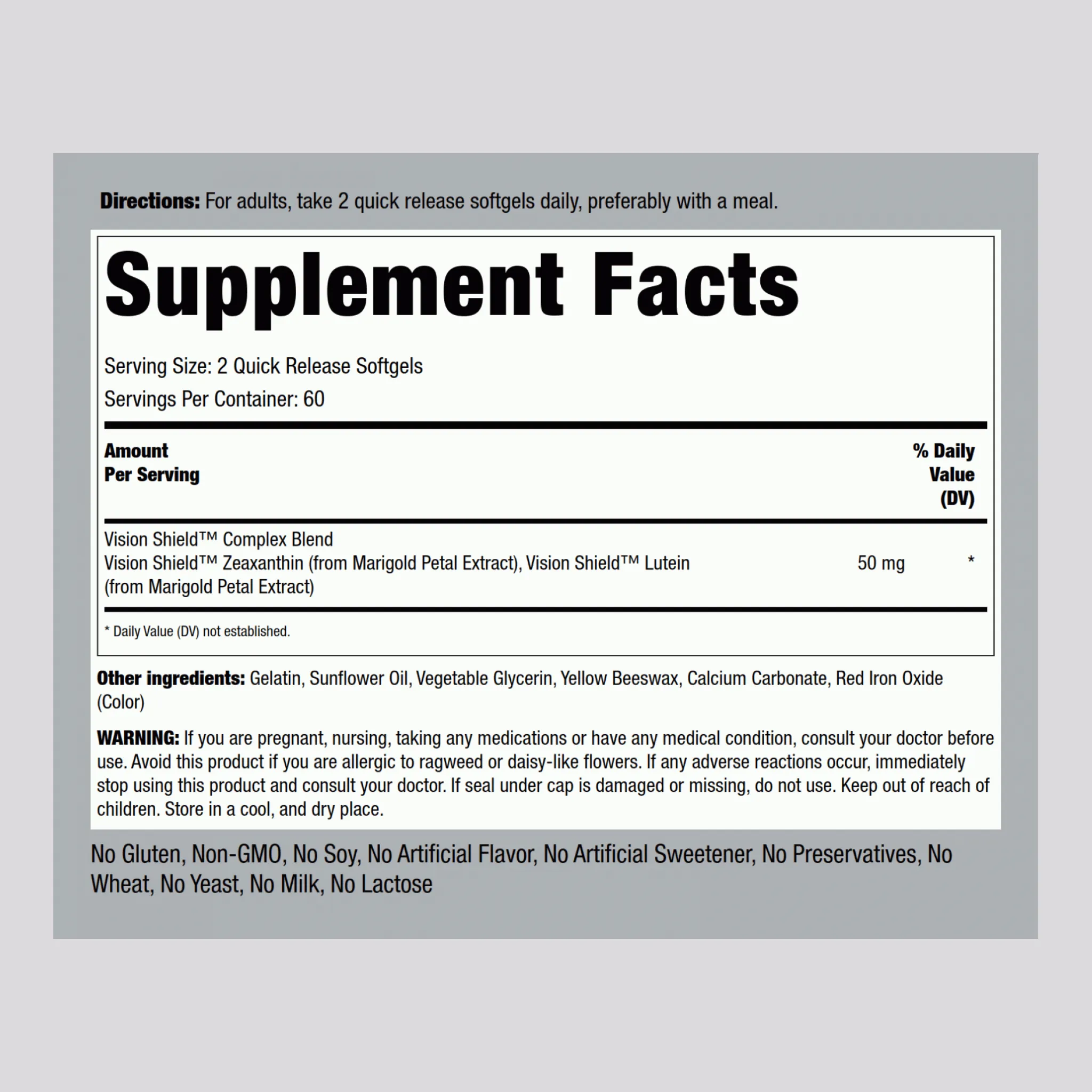 Zeaxanthin with Lutein Complex, 50 mg (per serving), 120 Quick Release Softgels, 2  Bottles